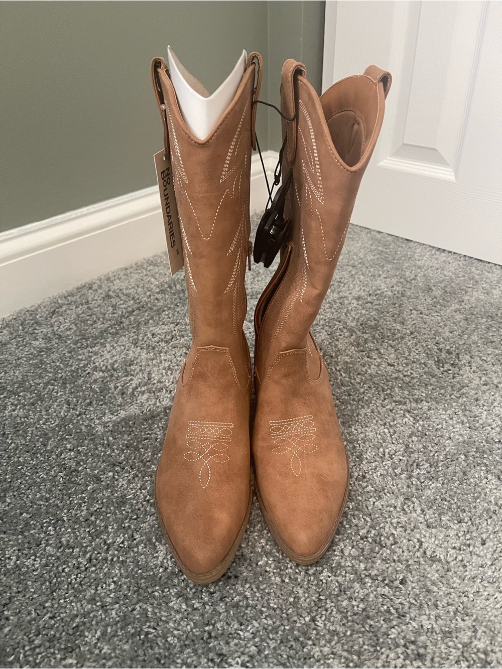 No Boundaries Tan Suede Western Heeled Boots - Picture 2 of 4